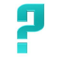 question mark 3d interrogation point asking sign turquoise cyan query icon isolated on white background for business presentation