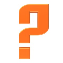 question mark 3d colored orange interrogation point punctuation mark asking sign isolated on white business in high resolution for business presentation and print