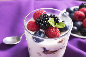 yogurt with berries, breakfasts and creative desserts