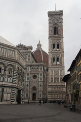 Fototapeta premium The fragment of Duomo Santa Maria del Fiore, Baptistery of San Giovanni and Giotto's Bell tower, Florence, Italy