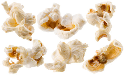 collection of pop corn isolated on a white background