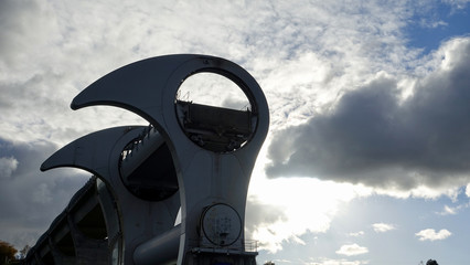 Falkirk Wheel. Unique boat lift joining the Forth and Clyde canal and the Union Canal in Central Scotland.