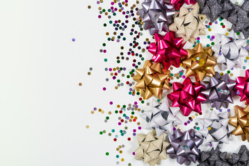 Holiday bows on white background