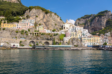 Fototapeta na wymiar Buildings of Amalfi town in Italy