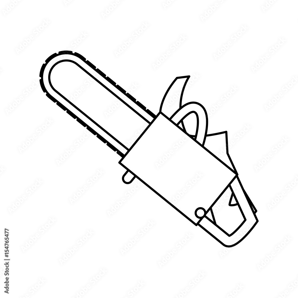 Sticker chainsaw electric tool vector icon illustration graphic design