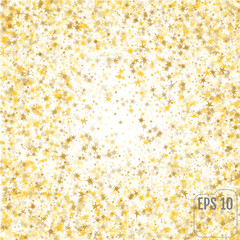 Star pattern. white, background, gold, gift wrap. Vector illustration.