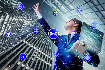 Internet of things concept with businessman