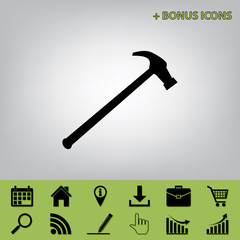 Saw simple Icon. Vector. Black icon at gray background with bonus icons at celery ones