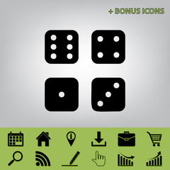 Devils bones, Ivories sign. Vector. Black icon at gray background with bonus icons at celery ones