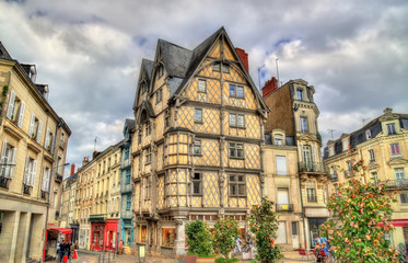 Buildings in the old town of Angers, France - obrazy, fototapety, plakaty