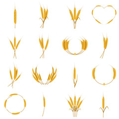 Ear corn food icons set, cartoon style