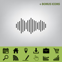 Sound waves icon. Vector. Black icon at gray background with bonus icons at celery ones