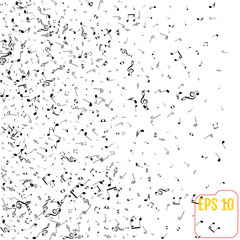 Vector Black Notes, Treble and Bass Clefs. Abstract Background with Musical Signs.