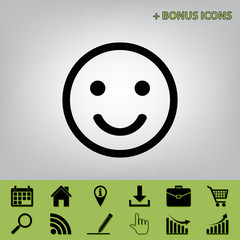 Fototapeta premium Smile icon. Vector. Black icon at gray background with bonus icons at celery ones