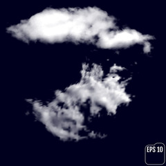 Wonderful realistic thunderclouds on the background of the night sky. Vector illustration