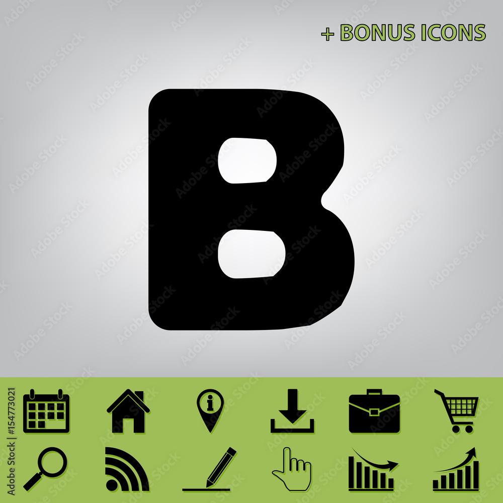Fototapete letter b sign design template element. vector. black icon at gray background with bonus icons at cel
