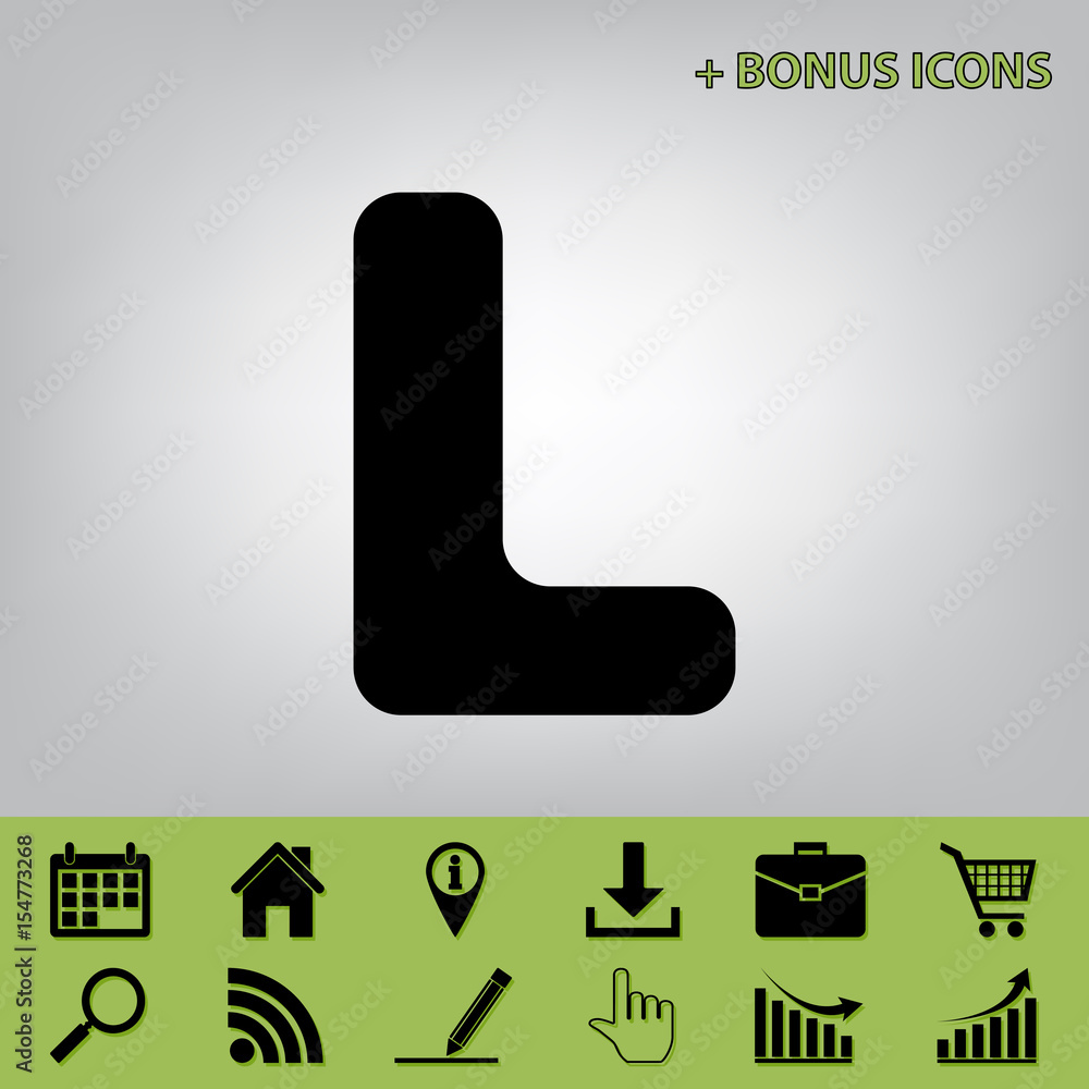 Fototapete letter l sign design template element. vector. black icon at gray background with bonus icons at cel