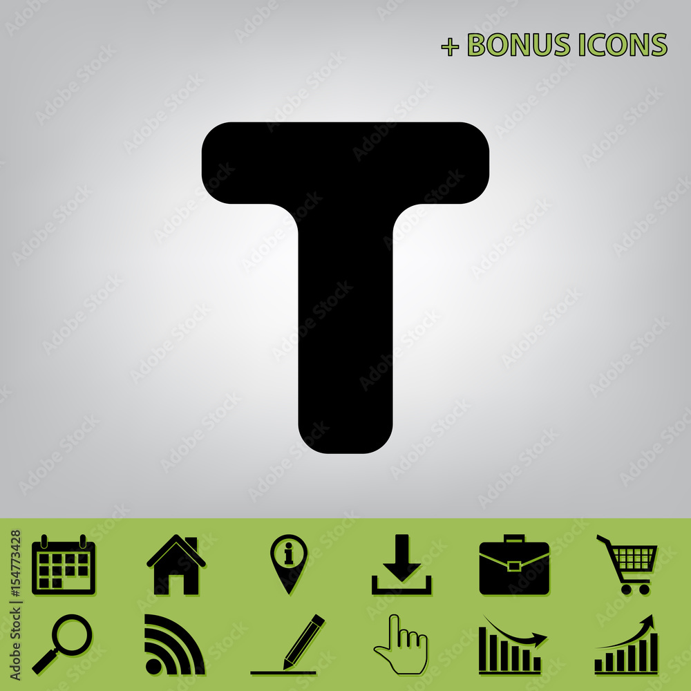 Fototapete letter t sign design template element. vector. black icon at gray background with bonus icons at cel