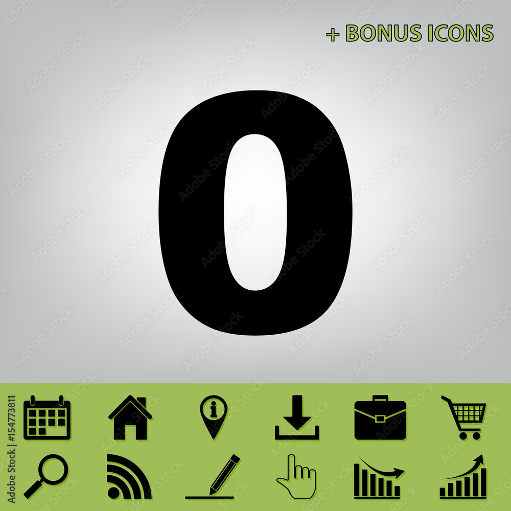 Poster number 0 sign design template element. vector. black icon at gray background with bonus icons at cel