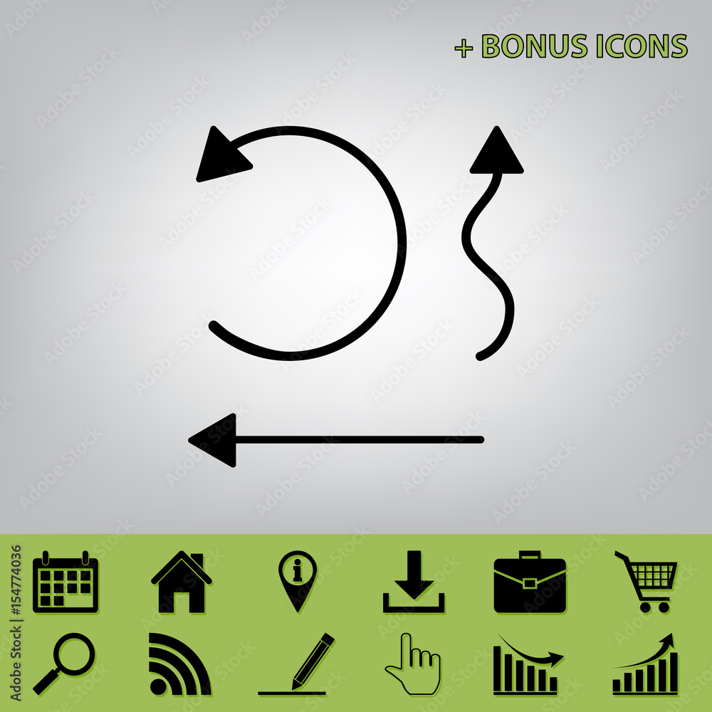 Aufkleber simple set to interface arrows. vector. black icon at gray background with bonus icons at celery one