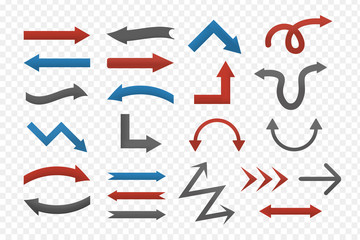 Vector set of isolated arrows on the transparent background.