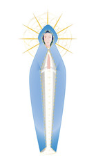 Blessed Virgin Mary - Madonna, with joined hands in prayer. Abstract artistic vector design.