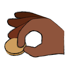 hand coin picking vector icon illustration graphic design