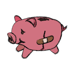 broke savings moneybox vector icon illustration graphic design