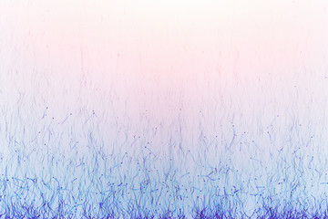 Blue  abstract sparkles or glitter lights. Festive white background. Defocused circles bokeh or particles. Template for design
