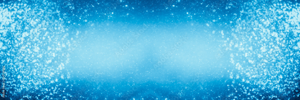 Aufkleber abstract shimmering bokeh or glitter lights on blue background. circles and defocused particles. tem