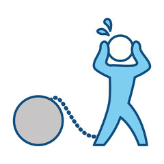 man silhouette chained vector icon illustration graphic design