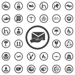 Letter in the hand icon, mail vector illustration