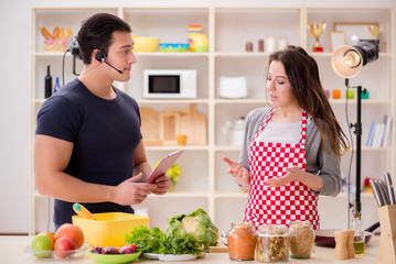 Food cooking tv show in the studio