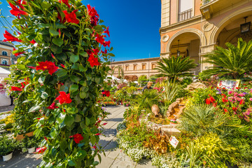 Flower fair in medieval village