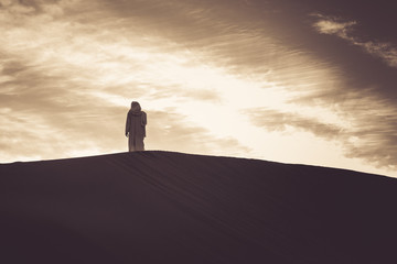 Christ overlooking a sunset in the sand dunes, St. Anthony, Idaho