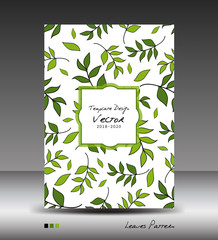 Green Cover design, Annual report vector illustration, business brochure flyer, nature book template, leaves