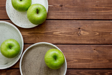 green apples for healthy dessert on white background top view mockup