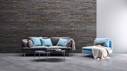 Modern living room. 3D rendering