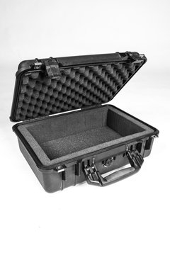Black carrying case for equipment.