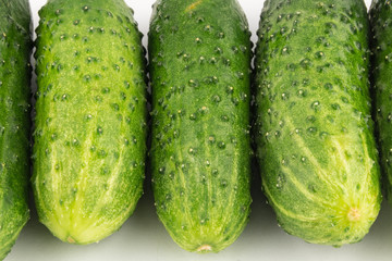 Cucumbers isolated on white background close up.