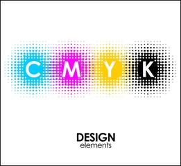 Print CMYK halftone dots design abstract elements