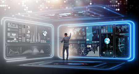 Businessman in big data management concept