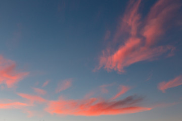 Beautiful pink sunset clouds
