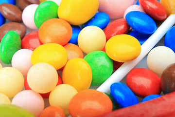 Tasty and colorful candies, closeup