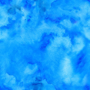 Blue watercolor background, vector seamless pattern
