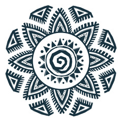 Ethnic style vector hand drawn sun mandala