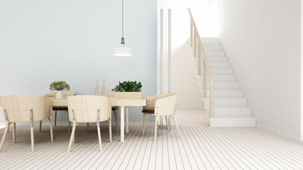 dining area and balcony white tone in home or condominium - 3D Rendering