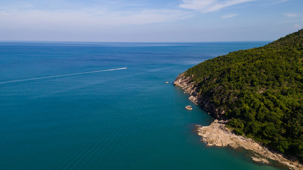 Fototapeta na wymiar Aerial view of tropical island clear blue sea