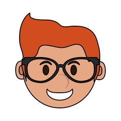 color image cartoon face smiling man with glasses vector illustration