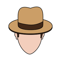 color image cartoon faceless man with hat and bow lace vector illustration